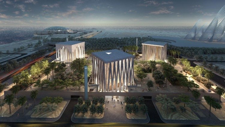 A virtual model of the future Abrahamic Family House in Abu Dhabi. A virtual model of the future Abrahamic Family House in Abu Dhabi.